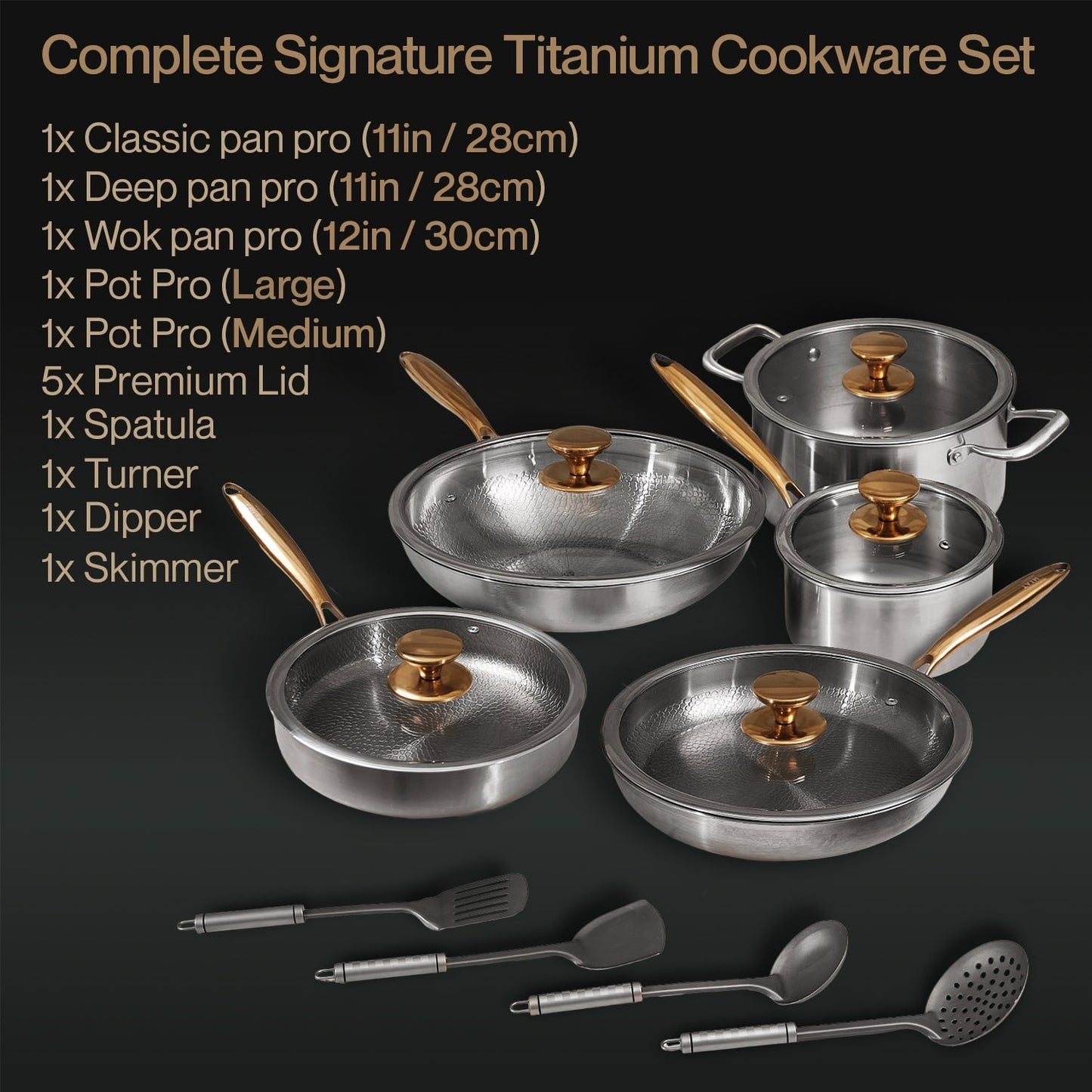 Komplett Signature-kokkärlsset i titan (14 delar)