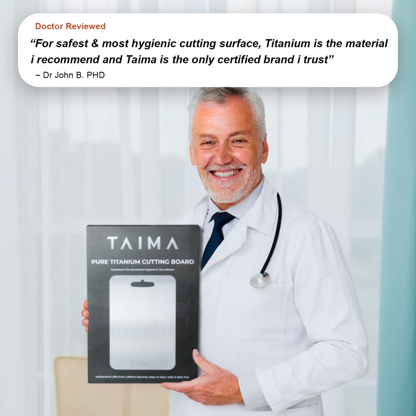 Original Taima™ skärbräda i 100 % ren titan + matta + 5 exklusiva guider