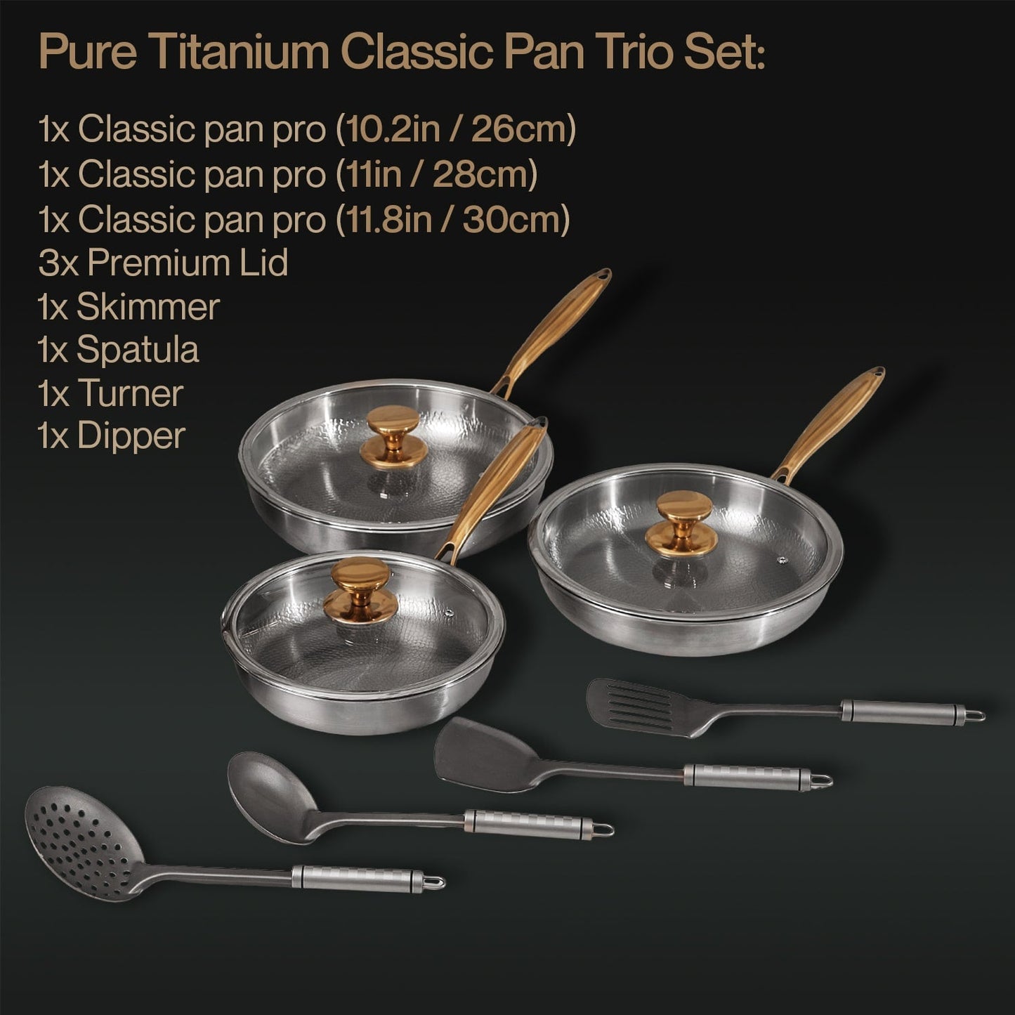 Klassiskt set i ren titan – Trio (10 delar)